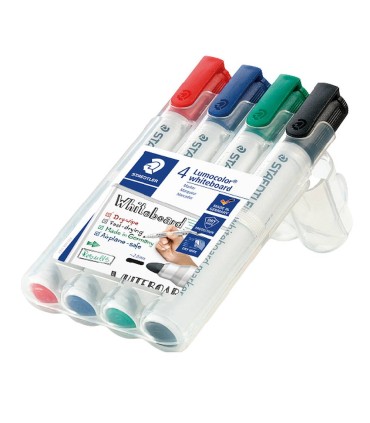 Set of 4 Lumocolor whiteboard markers, assorted colors