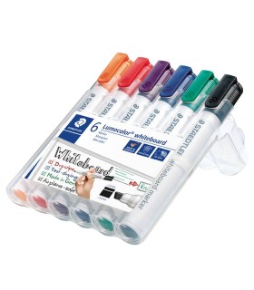 Set of 6 Lumocolor whiteboard markers, assorted colors