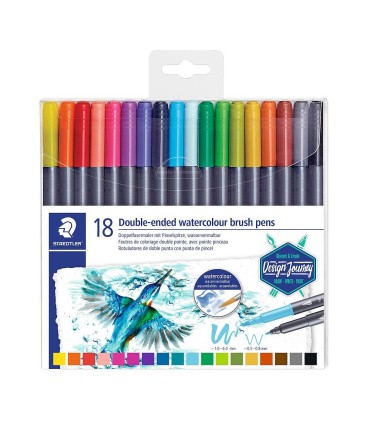 Set 36 carioci acuarele duble cu vârf pensulă, Staedtler, culori asortate 3001-TB36