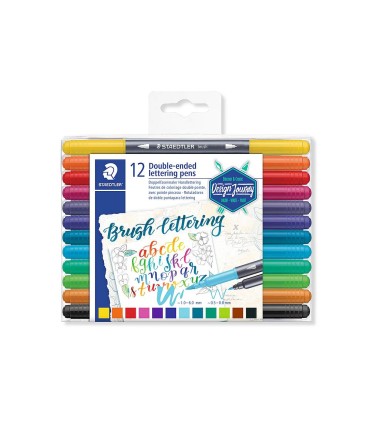 Set 12 carioci duble cu vârf pensulă, Staedtler, culori asortate 3004-TB12
