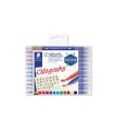 Set of 12 double calligraphy pens, Staedtler, assorted colors, 3005-TB12