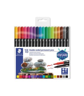 Set of 18 double permanent markers, Staedtler, assorted colors, 3187-TB18