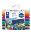 Set of 12 double-ended fabric pens, Staedtler, assorted colors 3190-TB12