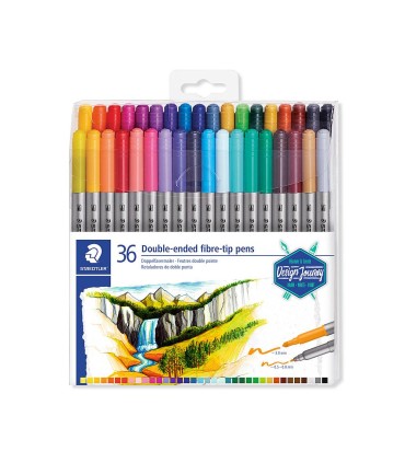 Set 36 carioci cap dublu din fibră, Staedtler, culori asortate 3200-TB36