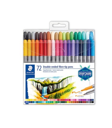 Set 72 carioci cap dublu din fibră, Staedtler, culori asortate 3200-TB72