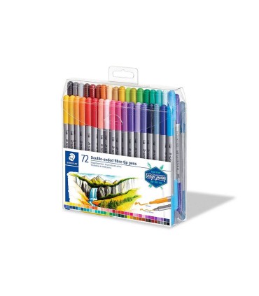 Set 72 carioci cap dublu din fibră, Staedtler, culori asortate 3200-TB72