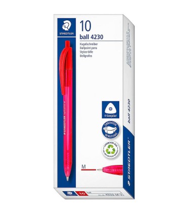 Set 10 pixuri cu bilă, retractabile, Staedtler 4230 M-2 roșu