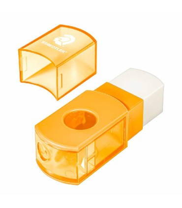 Plastic sharpener with eraser, Staedtler, orange