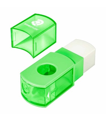 Plastic sharpener with eraser, Staedtler, green