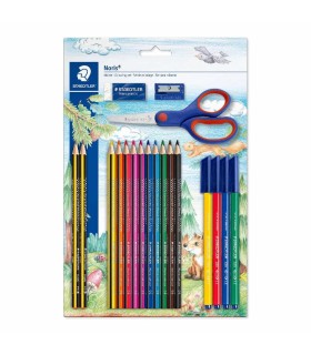 Set of pencils, crayons, eraser, scissors and sharpeners, Noris