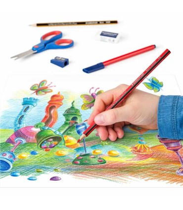 Set of pencils, crayons, eraser, scissors and sharpeners, Noris