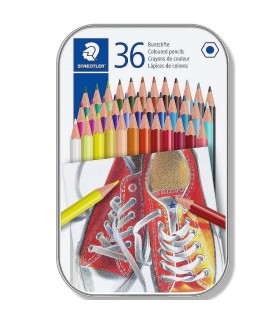 Set 36 creioane colorate, cutie metalică, Staedtler 175 M36