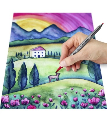 Set of 6 double watercolor pencils with brush tip, Staedtler, assorted colors 3001-C6-1 Europe