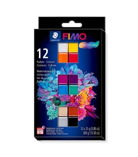 Pastă de modelaj FIMO Professional, set 12 culori, 300g