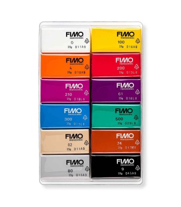 Pastă de modelaj FIMO Professional, set 12 culori, 300g