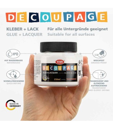 Adeziv și lac lucios pentru decoupage VIVA DECOR, 250ml