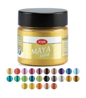 Glossy acrylic metallic paint, Maya-Gold VIVA DECOR, 45 ml