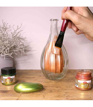 Vopsea metalică acrilică lucioasă Maya-Gold VIVA DECOR, 45ml