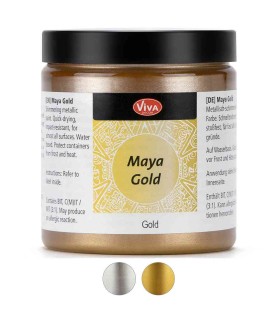 Vopsea metalică acrilică lucioasă Maya-Gold VIVA DECOR, 250ml