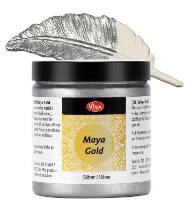 Glossy acrylic metallic paint, Maya-Gold VIVA DECOR, 250ml, silver