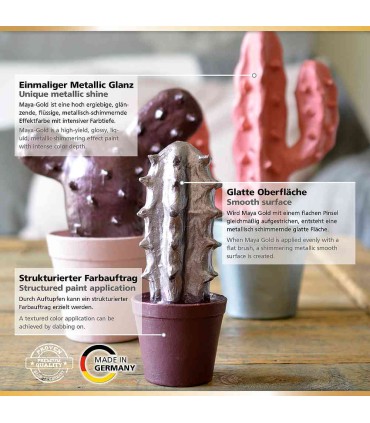 Vopsea metalică acrilică lucioasă Maya-Gold VIVA DECOR, 250ml