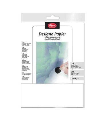White acid-free paper, anti-aging, A5, 240 g/m2, VIVA DECOR, 25 sheets