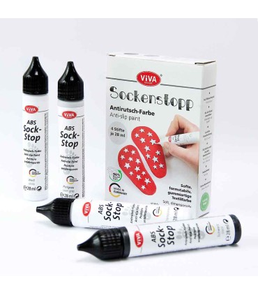 Set of 4 anti-slip paints for socks and textiles ABS Sock-Stop VIVA DECOR, 4*28ml