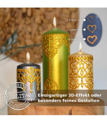 Set creativ 4 x ceară aurie + argintie pentru decorare lumânări, VIVA DECOR, 4x28 ml