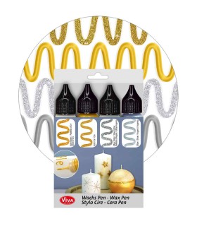 Creative set of 4 golden + silver wax for candle decoration, VIVA DECOR, 4x28 ml