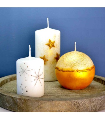 Set creativ 4 x ceară aurie + argintie pentru decorare lumânări, VIVA DECOR, 4x28 ml