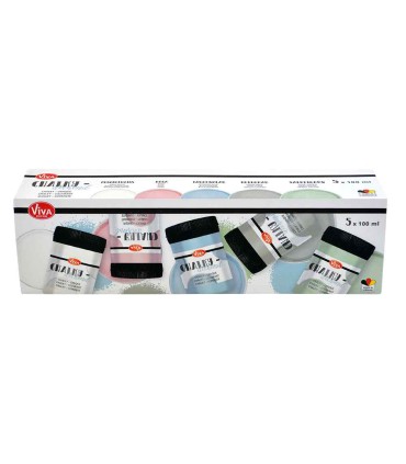 Creative set of 5 pastel paints for furniture and wood, VIVA DECOR, 5x100 ml