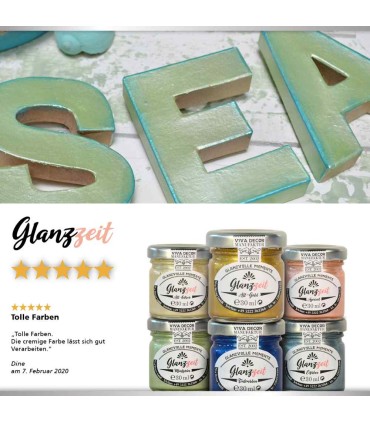 Creative gift set of 6 shiny metallic paints VIVA DECOR 6x30ml