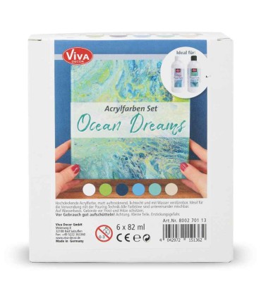 Gift set of 6 creamy acrylic paints Ocean Dreams, VIVA DECOR, 6x82ml