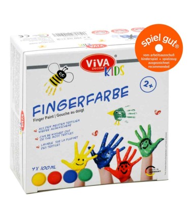 Finger paint set, children from 2 years old, VIVA DECOR, 4x100ml