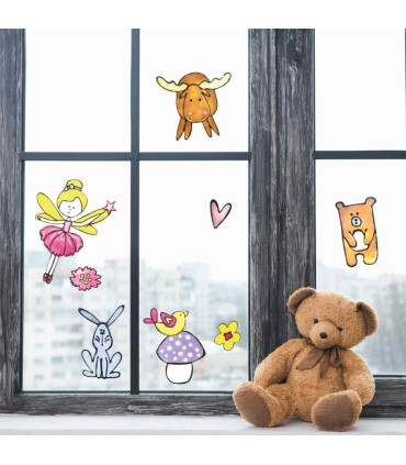 Creative gift set for window painting, paints and stencil, VIVA KIDS, 6x90ml