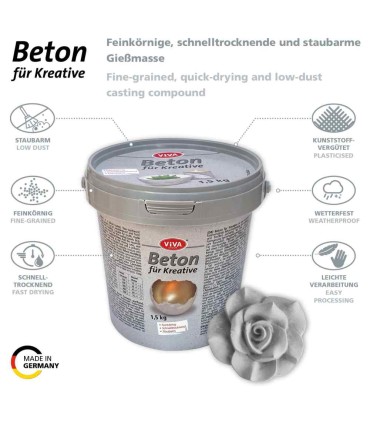 Fine concrete for artists, for decorative casting, VIVA DECOR, 1,5 kg