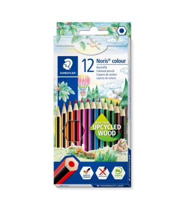 Set 12 creioane colorate hexagonale, lemn reciclat, Staedtler