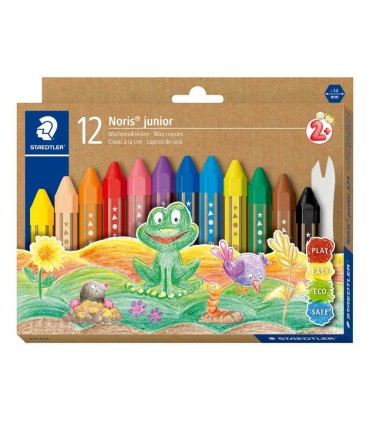Set 12 creioane colorate din ceară, grosime 1,4 cm, Staedtler, de la 2 ani