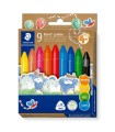 Set of 9 wax colored pencils, thickness 1.4 cm, Staedtler, from 4 years