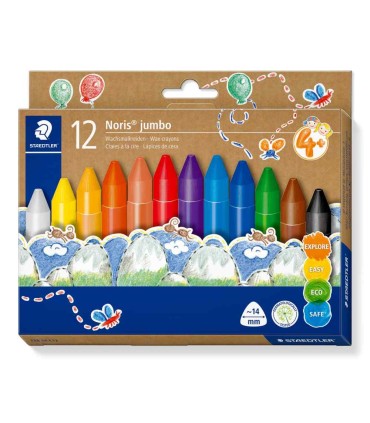 Set 12 creioane colorate din ceară, grosime 1,4 cm, Staedtler, de la 4 ani