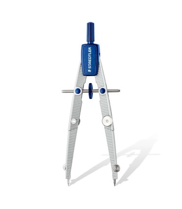 Compas metalic cu extensie, adaptor de creion, set mine, cutie cu riglă, Staedtler, 550-02