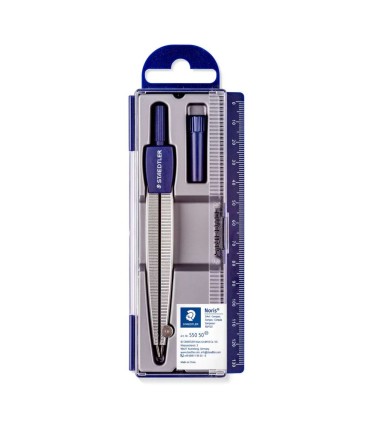 Compas școlar de precizie, set de mine, cutie cu riglă, Staedtler, 550-50