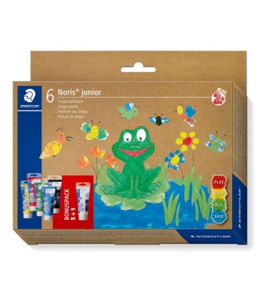 Set 6 culori pictura cu degete, Noris Staedtler, 6x75ml, de la 2 ani