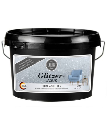 Transparent washable decorative glaze with glitter, My COLOR Room by Viva Decor, 1 liter, silver