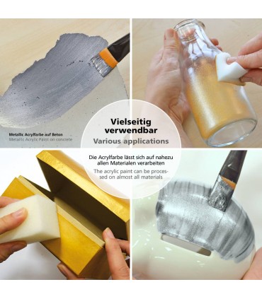 Metallic Acrylic Paint, creamy and intense, VIVA DECOR, 250 ml