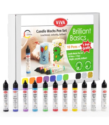 Set ceară colorată pentru decorare lumânări, VIVA DECOR, 11buc x 28ml