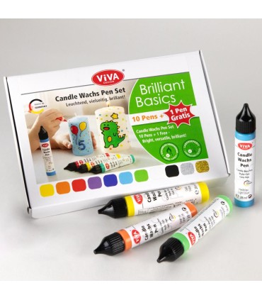 Set ceară colorată pentru decorare lumânări, VIVA DECOR, 11buc x 28ml