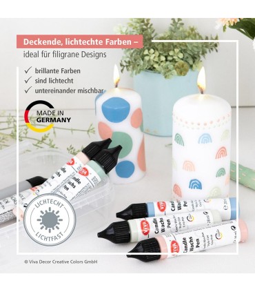 Set ceară colorată pentru decorare lumânări, VIVA DECOR, 11buc x 28ml