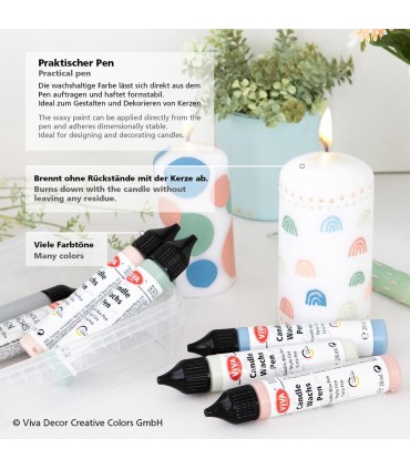 Set ceară colorată pentru decorare lumânări, VIVA DECOR, 11buc x 28ml