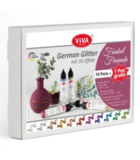 Set sclipici adeziv lavabil pentru toate suprafețele, VIVA DECOR, 11buc x 28ml
